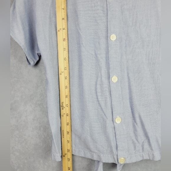 Woman's Small Madewell Blue and White Striped Tie Blouse - Picture 8 of 10